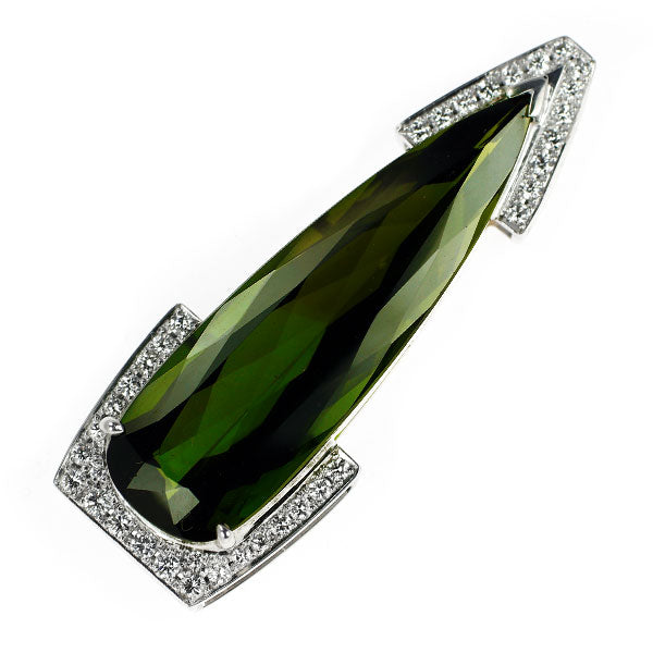 K18WG グリーントルマリン ダイヤモンド ペンダントトップ 18.495ct D0.487ct
