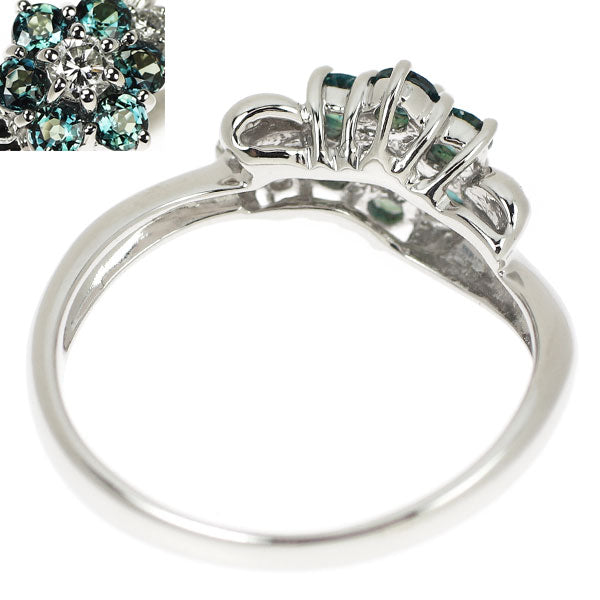 希少 Pt900 アレキサンドライト ダイヤモンド リング 0.35ct D0.15ct フラワー