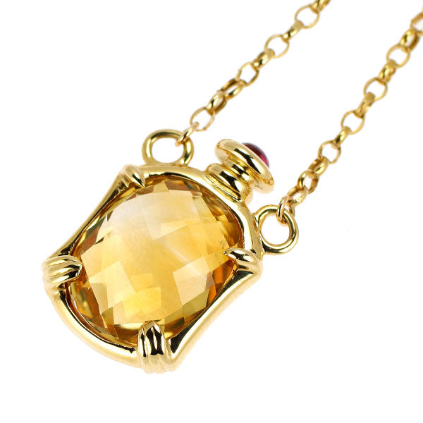 K18YG シトリン ルビー ペンダントネックレス 4.83ct 0.22ct パフュームボトルモチーフ