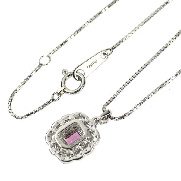 希少 Pt パパラチアサファイア ダイヤモンド ペンダントネックレス 0.412ct D0.33ct