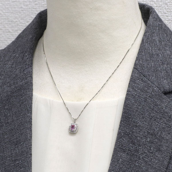 希少 Pt パパラチアサファイア ダイヤモンド ペンダントネックレス 0.412ct D0.33ct