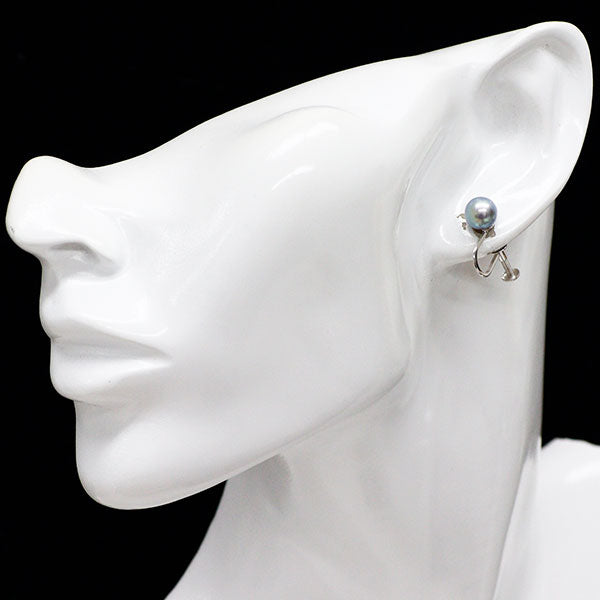 田崎真珠 SV/K14WG ナチュラルグレーアコヤ 真珠 ネックレス＆イヤリング 2点セット 径約6.5-7.1mm