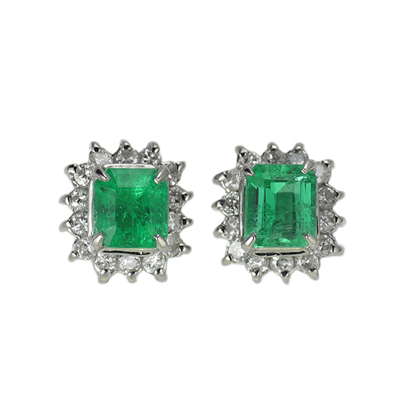 Pt900 エメラルド ダイヤモンド ピアス 0.53ct D0.18ct