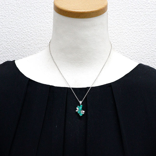 Pt エメラルドキャッツアイ ダイヤモンド ペンダントネックレス 2.83ct  