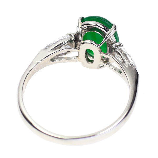 Pt900 翡翠 ダイヤモンド リング 1.72ct D0.70ct
