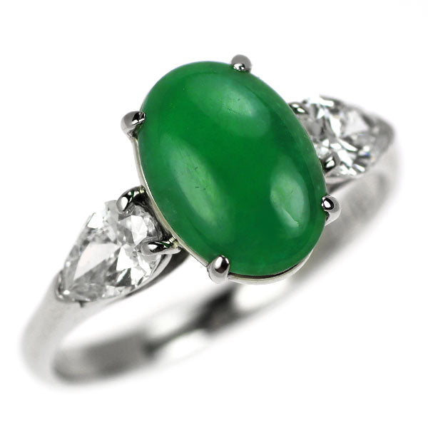 Pt900 翡翠 ダイヤモンド リング 1.72ct D0.70ct