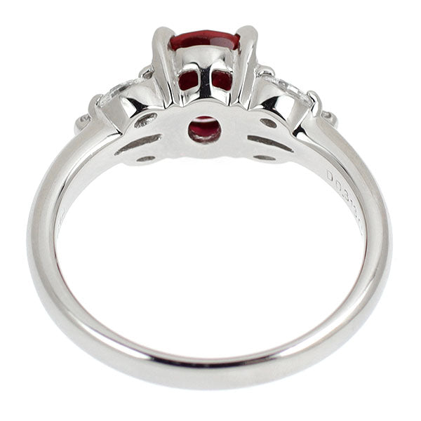 Pt900 ビルマ産 ピジョンブラッドルビー ダイヤモンド リング 1.27ct D0.313ct