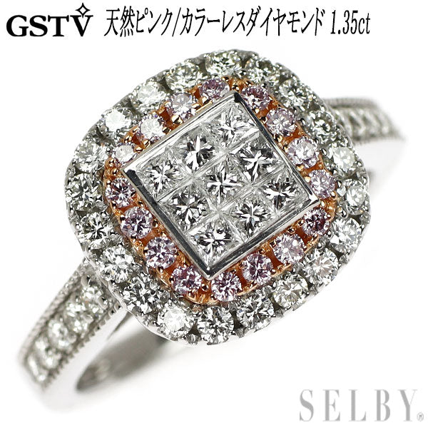 GSTV Pt950/K18PG 天然ピンク/カラーレス ダイヤモンド リング 1.35ct