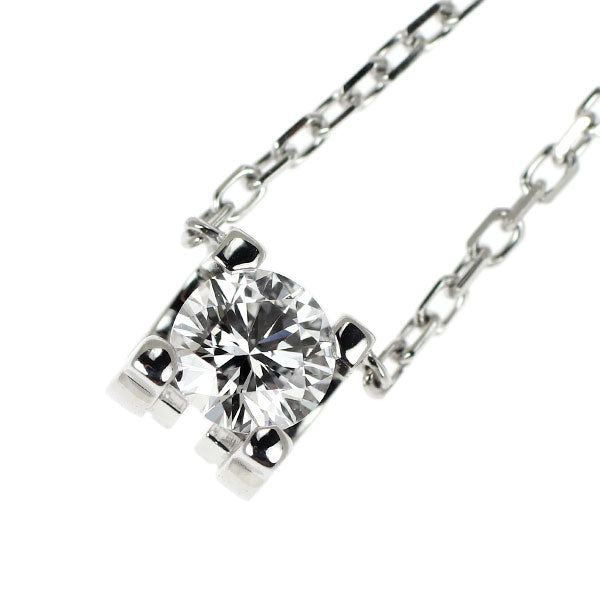 カルティエ K18WG ダイヤモンド ペンダントネックレス 0.18ct E VVS2 3EX Cドゥカルティエ