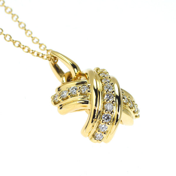 ティファニー K18YG ダイヤモンド ペンダントネックレス シグネチャー