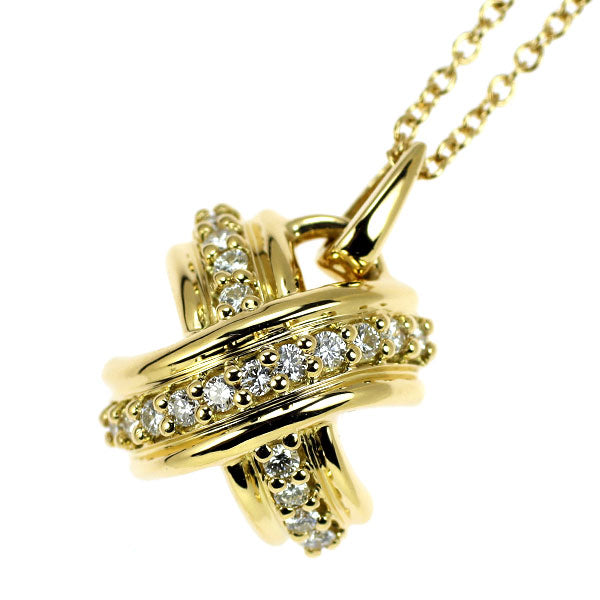 ティファニー K18YG ダイヤモンド ペンダントネックレス シグネチャー