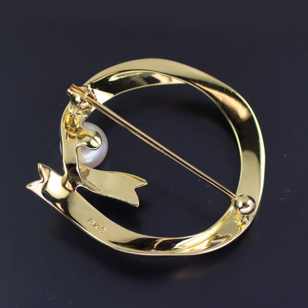 ミキモト K18YG アコヤ 真珠 ブローチ 径約6.7mm