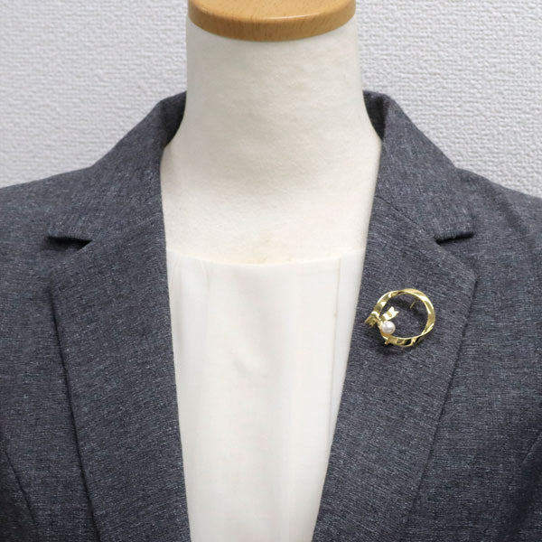 ミキモト K18YG アコヤ 真珠 ブローチ 径約6.7mm