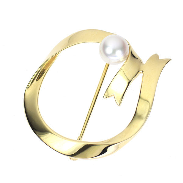 ミキモト K18YG アコヤ 真珠 ブローチ 径約6.7mm