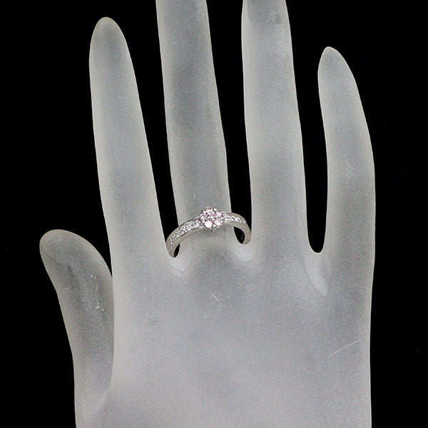 K18WG 天然ピンクダイヤモンド リング 0.20ct D0.15ct フラワー