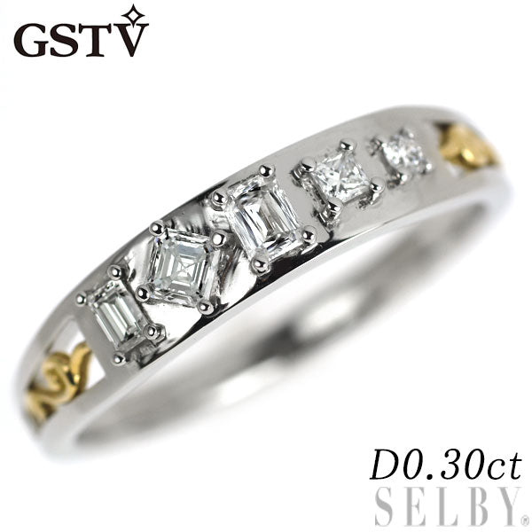 GSTV Pt950/ K18YG クリス/アッシャー/プリンセス/ステップ/ラウンドブリリアントカット ダイヤモンド リング 0.30ct
