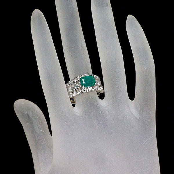 Pt900 エメラルド ダイヤモンド リング 2.03ct D2.58ct