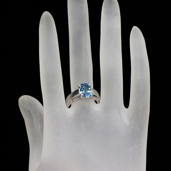 Pt900 アクアマリン ダイヤモンド リング 1.97ct D0.08ct