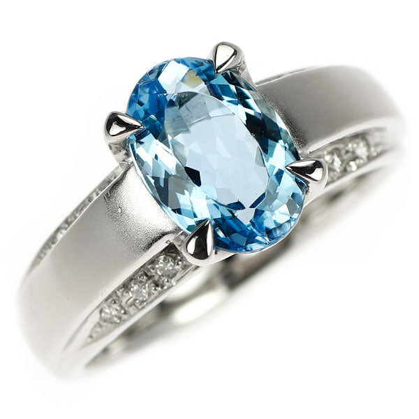 Pt900 アクアマリン ダイヤモンド リング 1.97ct D0.08ct