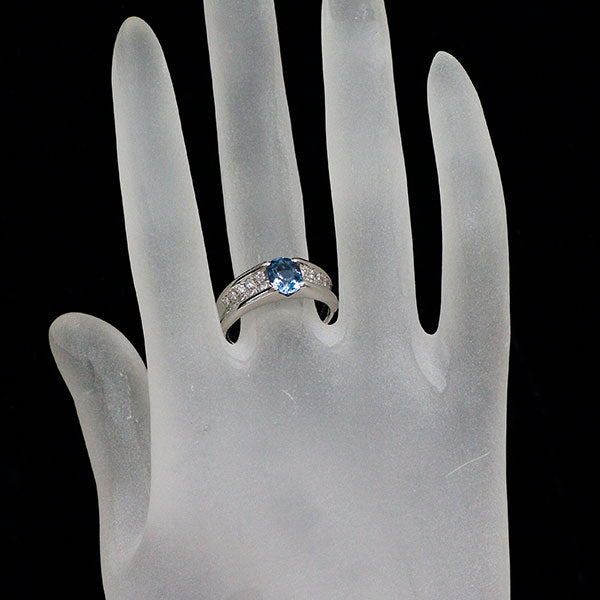 Pt900 アクアマリン ダイヤモンド リング 1.038ct D0.36ct