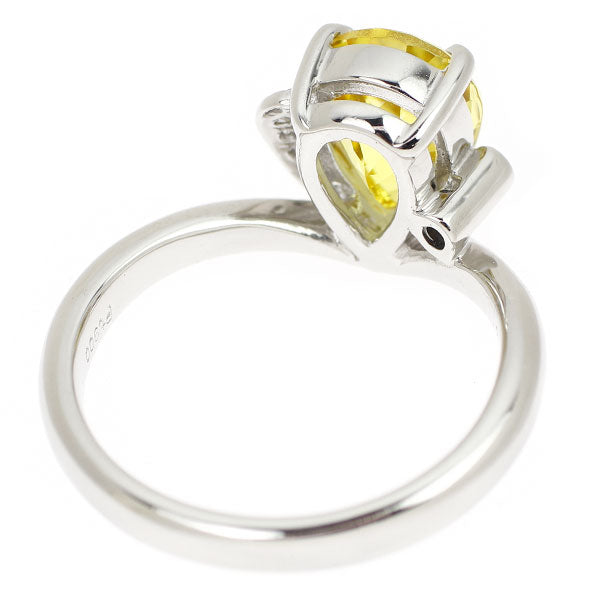 Pt900 ペアシェイプ イエロー トルマリン ダイヤモンド リング 2.070ct D0.04ct