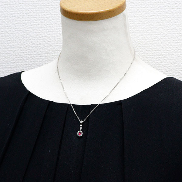 Pt900/ Pt850 ルビー ダイヤモンド ペンダントネックレス 0.38ct D0.26ct