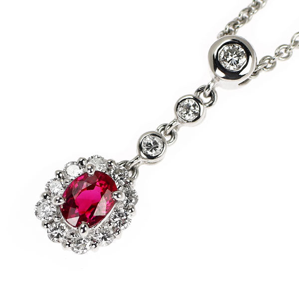 Pt900/ Pt850 ルビー ダイヤモンド ペンダントネックレス 0.38ct D0.26ct