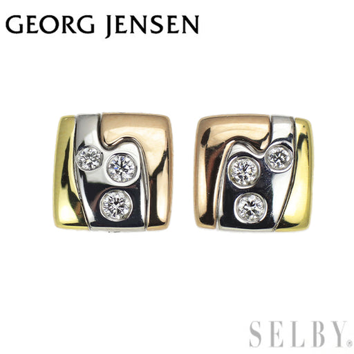ジョージジェンセン K18YG/WG/PG ダイヤモンド ピアス フュージョン