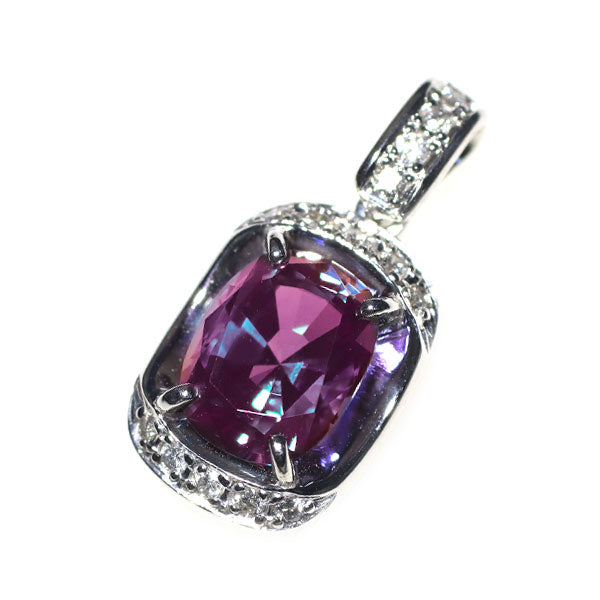 クレサンベール K18WG 再結晶アレキサンドライト ダイヤモンド ペンダントトップ 2.31ct D0.12ct