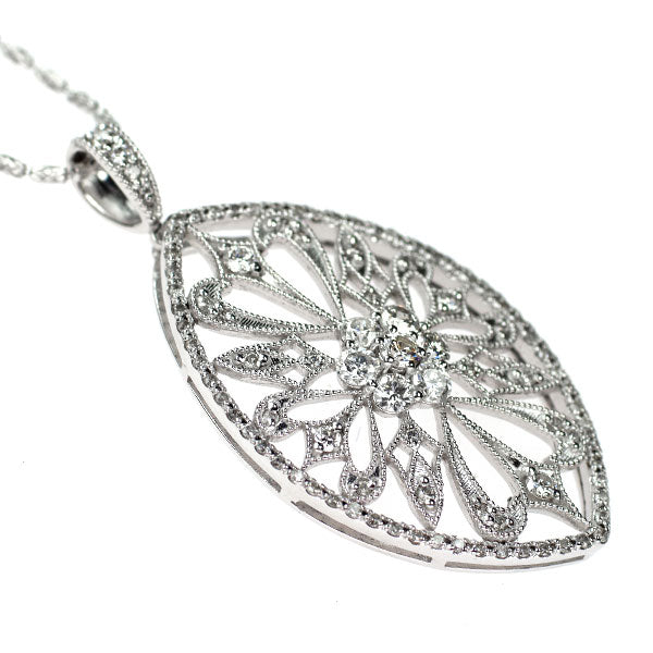 K18WG ダイヤモンド ペンダントネックレス 1.00ct アンティークレース
