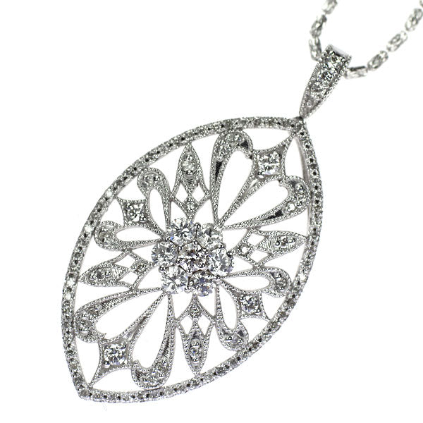 K18WG ダイヤモンド ペンダントネックレス 1.00ct アンティークレース