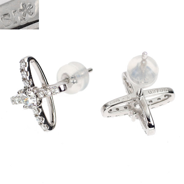 サバース K18WG ダイヤモンド ピアス 0.37ct D0.21ct キャッチ社外