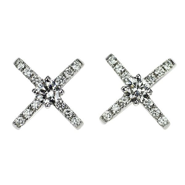 サバース K18WG ダイヤモンド ピアス 0.37ct D0.21ct キャッチ社外