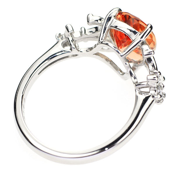 新品 Pt950 シェリーオレンジ系 ブラジル産インペリアルトパーズ ダイヤ リング 3.166ct D0.06ct 【エスコレ】