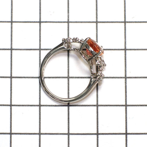 新品 Pt950 シェリーオレンジ系 ブラジル産インペリアルトパーズ ダイヤ リング 3.166ct D0.06ct 【エスコレ】