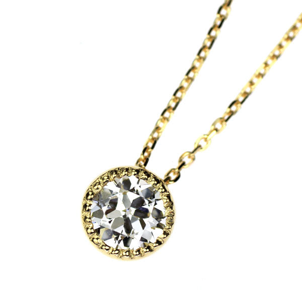 新品 K18YG オールドサーキュラーブリリアントカットダイヤモンド ペンダントネックレス 0.429ct H VS2【エスコレ】