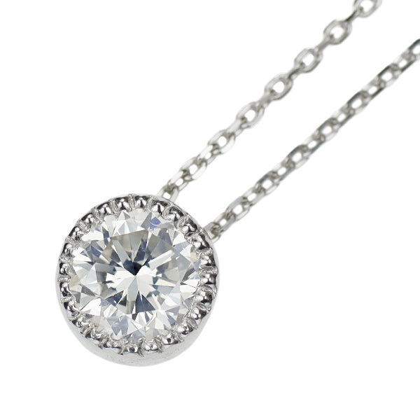 新品 Pt950/ Pt850 ダイヤモンド ペンダントネックレス 0.433ct F SI2 G 鍛造ミルグレイン【エスコレ】