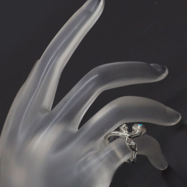 カラッチ Pt900 パライバトルマリン ダイヤモンド リング 0.01ct D0.02ct フラワー