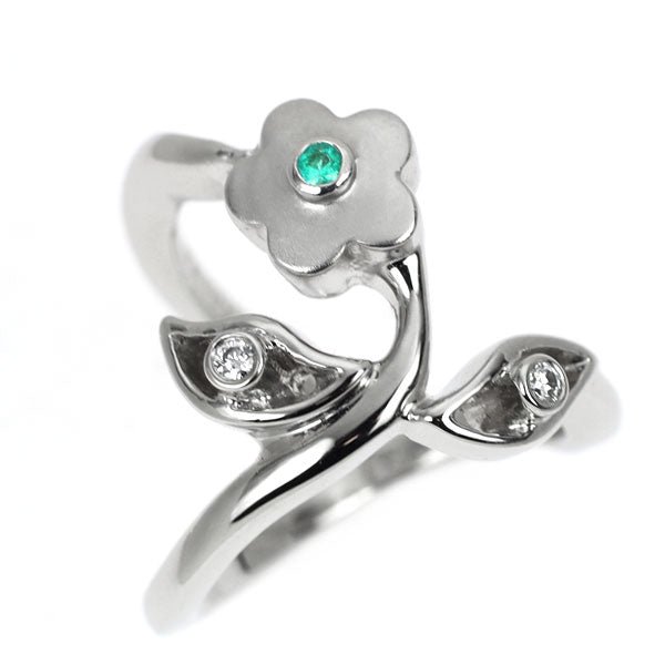カラッチ Pt900 パライバトルマリン ダイヤモンド リング 0.01ct D0.02ct フラワー