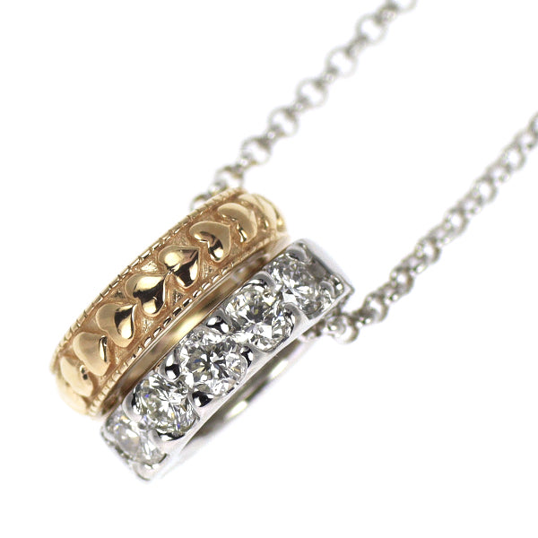 スタージュエリー K18WG/PG ダイヤモンド ペンダントネックレス 0.12ct