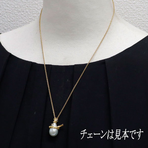 田崎真珠 K18YG バロック白蝶 真珠 ダイヤモンド ペンダントトップ 鳥