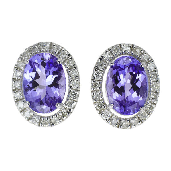 K18WG タンザナイト ダイヤモンド ピアス 1.78ct D0.20ct