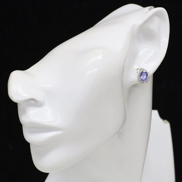 K18WG タンザナイト ダイヤモンド ピアス 1.78ct D0.20ct