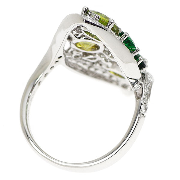 K18WG スフェーン グリーンガーネット ダイヤモンド リング 2.77ct GL1.09ct D0.74ct