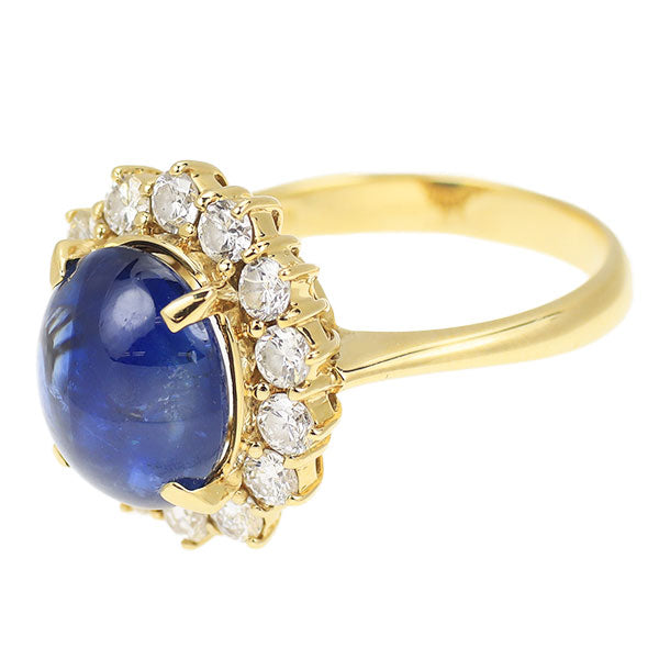 K18YG サファイア ダイヤモンド リング 5.06ct D0.98ct