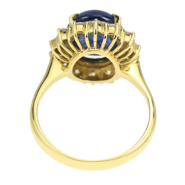 K18YG サファイア ダイヤモンド リング 5.06ct D0.98ct