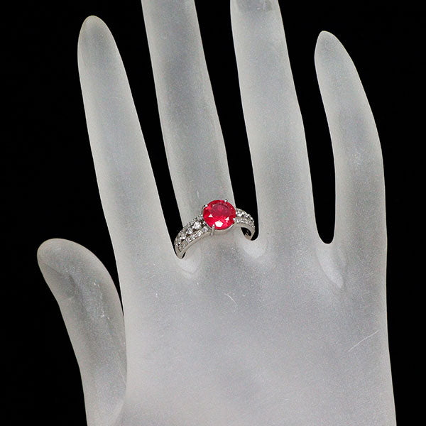 Pt900 ロードナイト ダイヤモンド リング 1.747ct D0.27ct