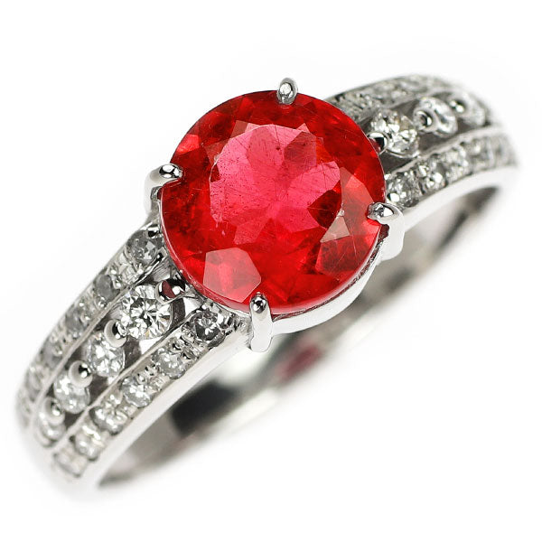 Pt900 ロードナイト ダイヤモンド リング 1.747ct D0.27ct