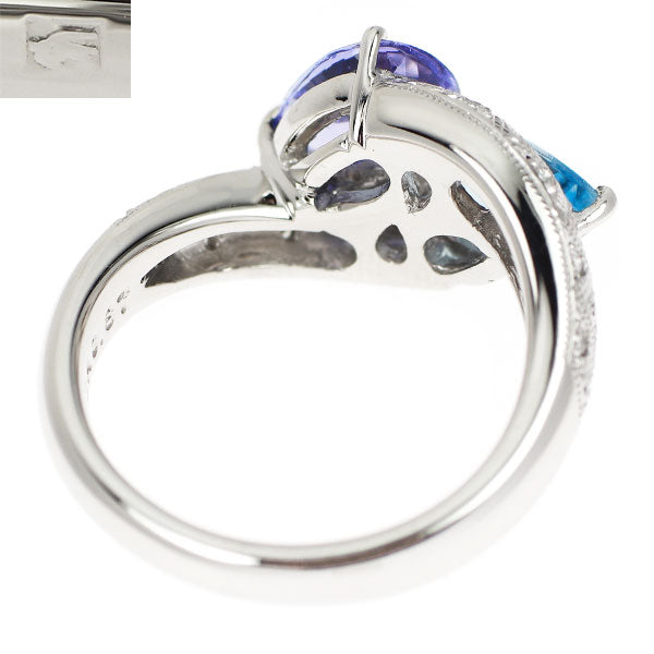セイコー Pt900 アクアマリン タンザナイト ダイヤモンド リング 0.87ct T1.03ct D0.12ct