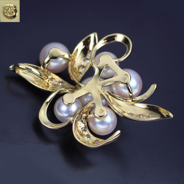 ミキモト K18YG アコヤ真珠 ダイヤモンド ペンダントトップ 径約5.2-7.3mm